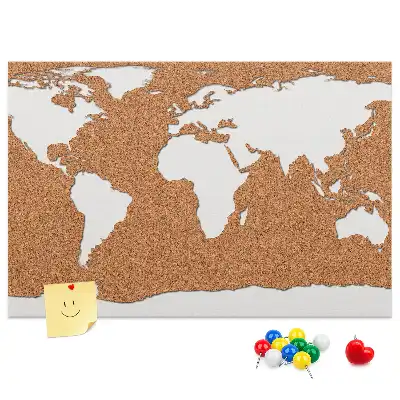 Printed Cork World Map Notice Board