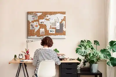 Printed Cork World Map Notice Board