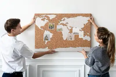 Printed Cork World Map Notice Board