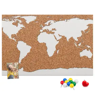 Printed Cork World Map Notice Board