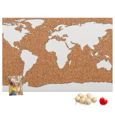 Printed Cork World Map Notice Board