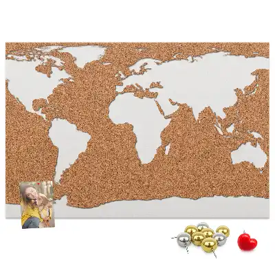 Printed Cork World Map Notice Board