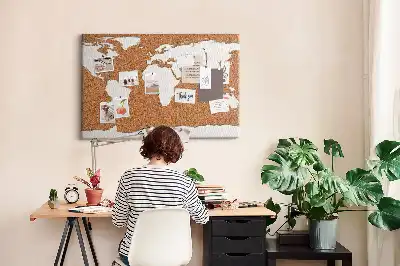 Printed Cork World Map Notice Board