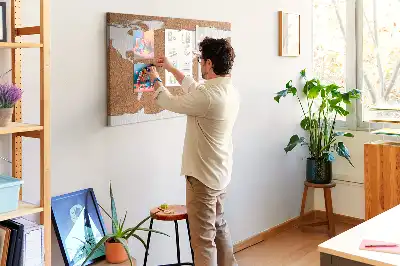 Printed Cork World Map Notice Board