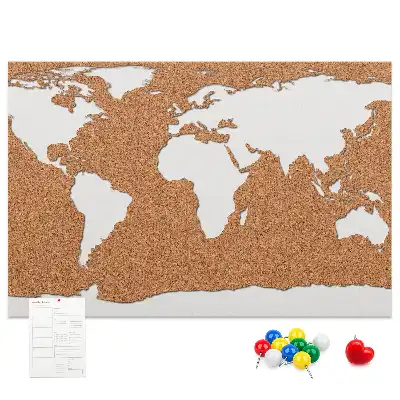 Printed Cork World Map Notice Board