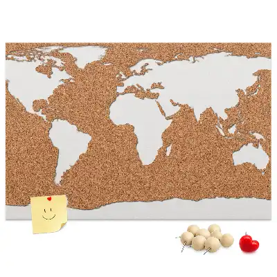 Printed Cork World Map Notice Board