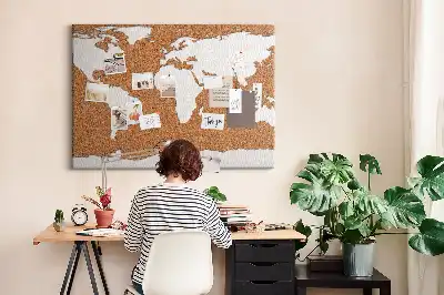 Printed Cork World Map Notice Board