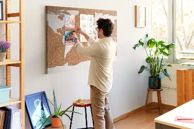 Printed Cork World Map Notice Board