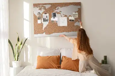Printed Cork World Map Notice Board