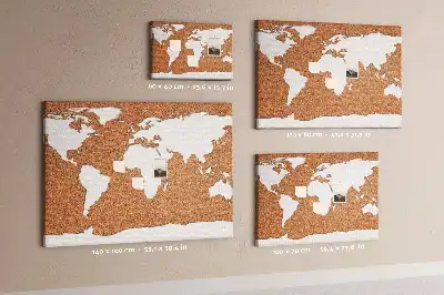 Printed Cork World Map Notice Board