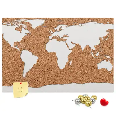 Printed Cork World Map Notice Board
