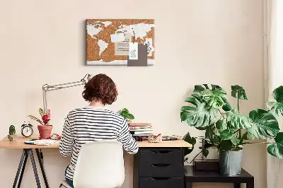 Printed Cork World Map Notice Board
