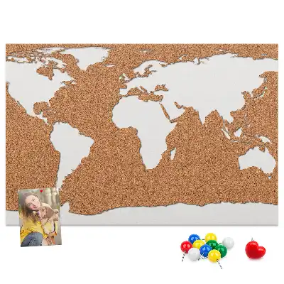 Printed Cork World Map Notice Board