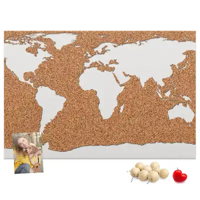 Printed Cork World Map Notice Board