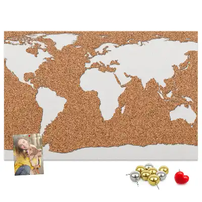Printed Cork World Map Notice Board