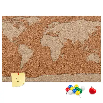 World Map Printed Cork Memo Board