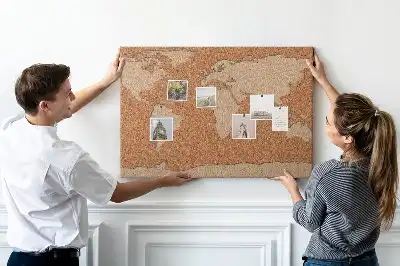 World Map Printed Cork Memo Board