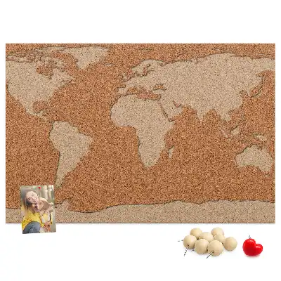 World Map Printed Cork Memo Board