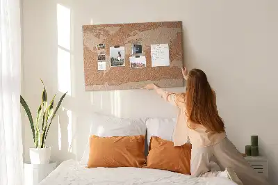 World Map Printed Cork Memo Board