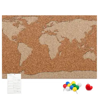 World Map Printed Cork Memo Board