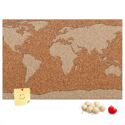 World Map Printed Cork Memo Board