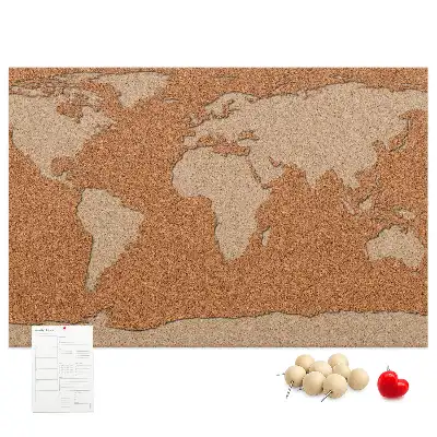 World Map Printed Cork Memo Board