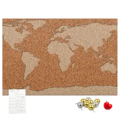 World Map Printed Cork Memo Board