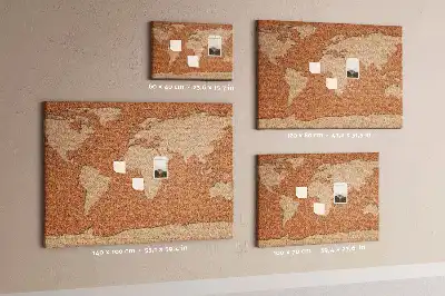 World Map Printed Cork Memo Board