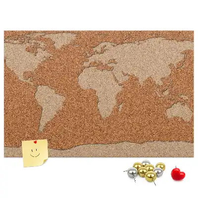 World Map Printed Cork Memo Board