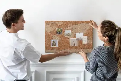 World Map Printed Cork Memo Board