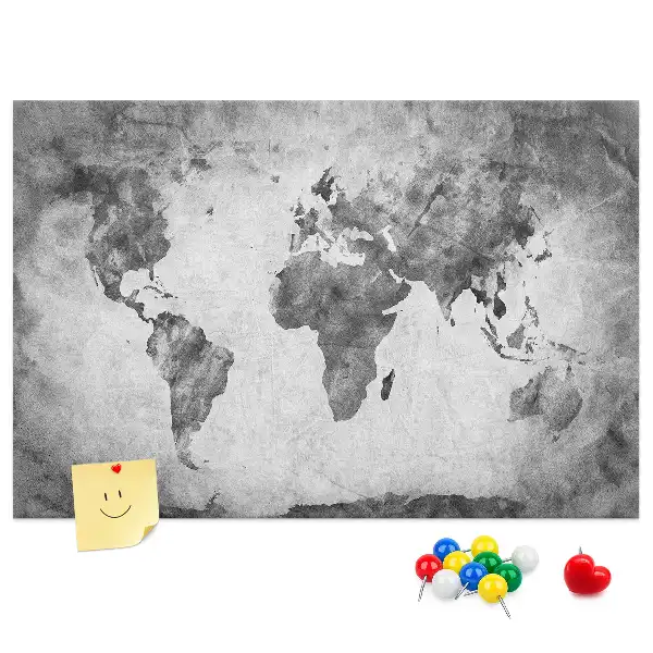 Printed Cork Memo Board World map