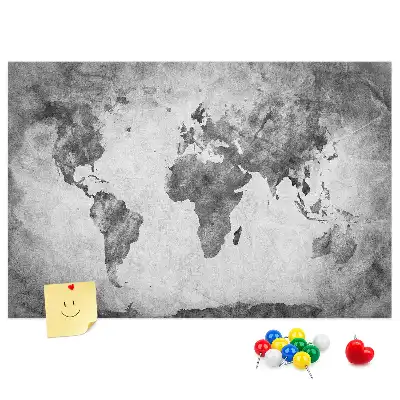 World Map Printed Cork Memo Board
