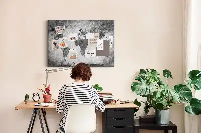 Printed Cork Memo Board World map