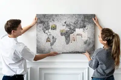 World Map Printed Cork Memo Board