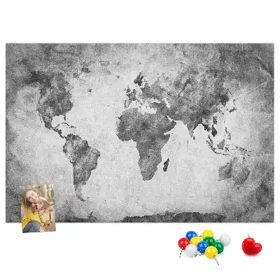 World Map Printed Cork Memo Board