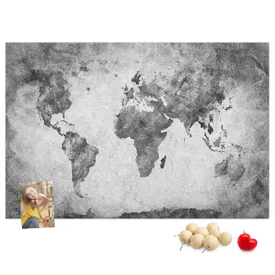 World Map Printed Cork Memo Board
