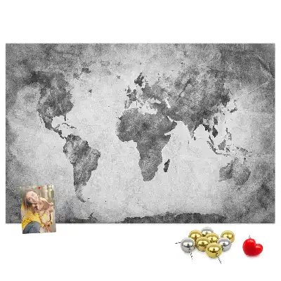 Printed Cork Memo Board World map