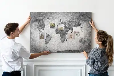 World Map Printed Cork Memo Board