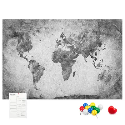 World Map Printed Cork Memo Board