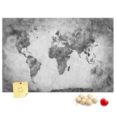 Printed Cork Memo Board World map