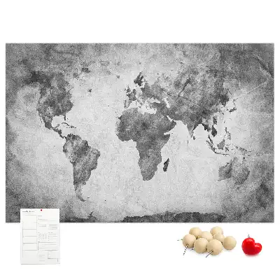 World Map Printed Cork Memo Board