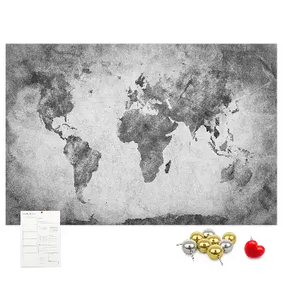 World Map Printed Cork Memo Board