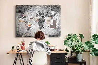 World Map Printed Cork Memo Board