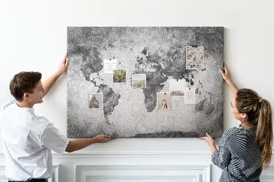 World Map Printed Cork Memo Board