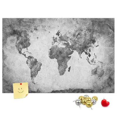 World Map Printed Cork Memo Board
