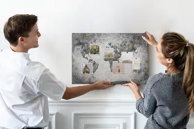 World Map Printed Cork Memo Board