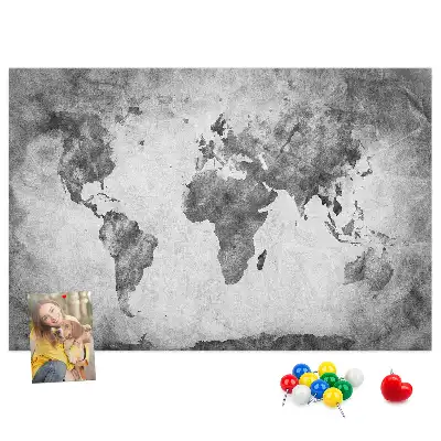 World Map Printed Cork Memo Board