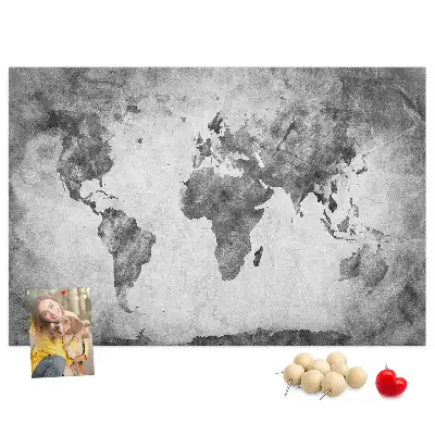 World Map Printed Cork Memo Board