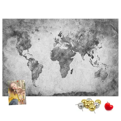 Printed Cork Memo Board World map