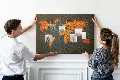 World Map Cork Memo Board